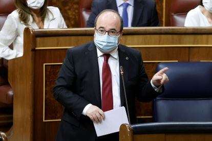 Miquel Iceta, durante la sesión de control al Gobierno el pasado miércoles en el Congreso.
