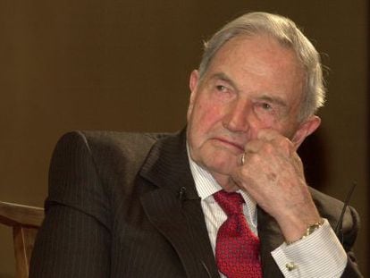 David Rockefeller, en 2001, el &uacute;nico nieto vivo del magnate John D. Rockefeller.