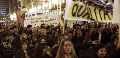 Manifestación contra los recortes educativos en Valencia.