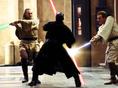 La escena del combate de Qui-Gong y Obi-Wan contra Maul en 'La amenaza fantasma'.