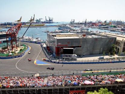 El circuito de F&oacute;rmula 1 de Valencia, durante la carrera del Gran Premio de Europa de 2009. 