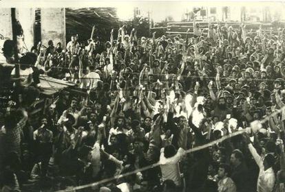 Reunión de la Central Única de Trabajadores de Brasil, en 1981.