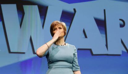 La dirigente del SNP Sturgeon el viernes en el congreso del partido.