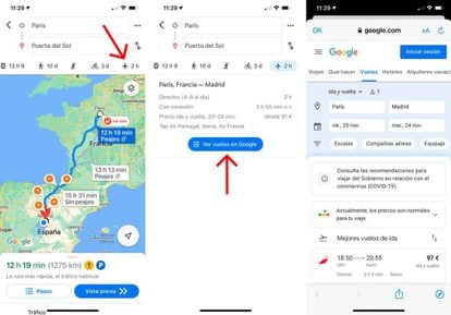Cómo encontrar vuelos en Google Maps.