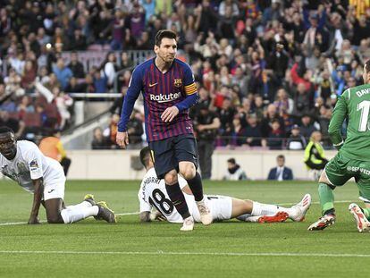 Messi, Arambarri y David Soria en el segundo gol del Barça.
