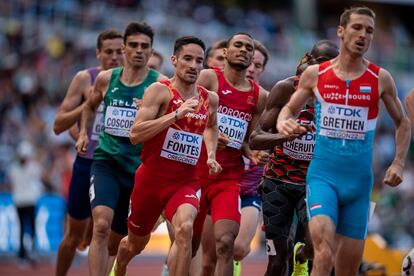 Ignacio Fontes, durante la primera ronda clasificatoria en Hayward Field (Eugene).