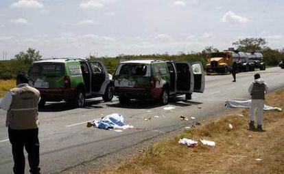 Escenario del tiroteo en donde murió el candidato a la gobernación de Taumalipas,  Rodolfo Torre Cantú