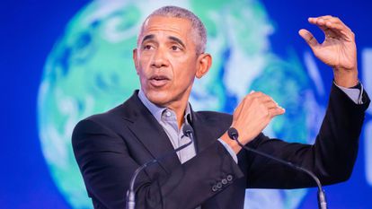 El expresidente Barack Obama en su intervención de este lunes en la cumbre del clima de Glasgow, en Escocia.