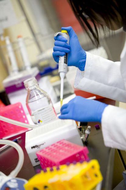 Una científico trabaja en un laboratorio de la empresa Momenta en Massachusetts.