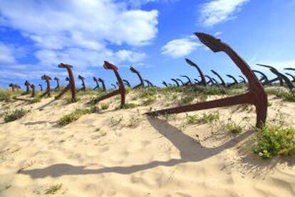 Praia do Barril, en el parque nacional de la Ría Formosa (Algarve).