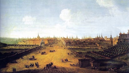 Vista de via Atocha, pintura de Antonio Joli.
