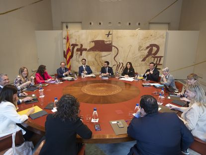 Reunión del Gobierno catalán, ayer martes.