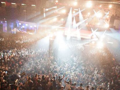 Fiesta de Halloween en el pabell&oacute;n Madrid Arena, en la madrugada del 1 de noviembre.  