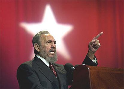 Fidel Castro, durante un discurso en el teatro Karl Marx, en La Habana, en septiembre de 2002.