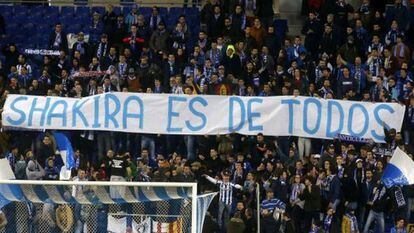La pancarta que los aficionados del Espanyol sacaron en un derbi en 2016.