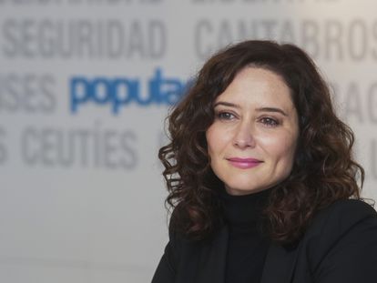 La presidenta de la Comunidad de Madrid, Isabel Díaz Ayuso, durante la reunión del Comité Ejecutivo Nacional del PP.