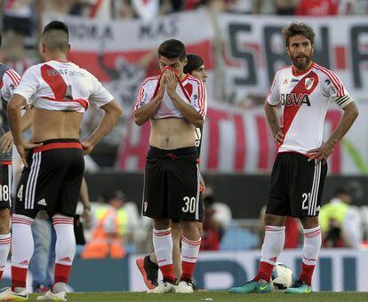 Los jugadores del River Plate, después del partido.