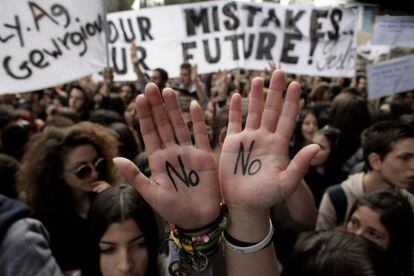 Protesta contra el plan de rescate en Chipre