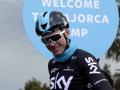 Froome, el mi&eacute;rcoles en Mallorca, en la concentraci&oacute;n del Sky.