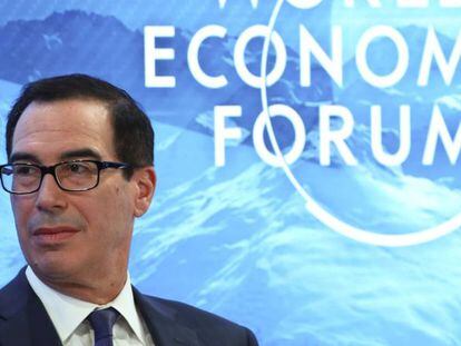 El secretario del Tesoro de Estados Unidos, Steven Mnuchin, este miércoles en el Foro Económico Mundial de Davos.