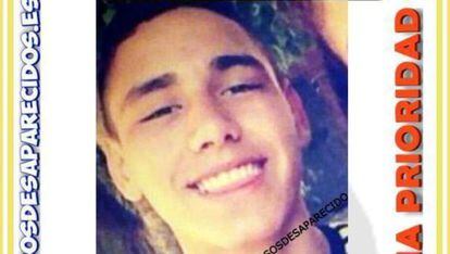 Cartel de Richard Ángel, difundido tras su desaparición.