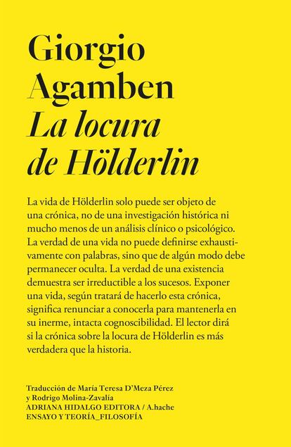 Portada del libro 'La locura de Hölderlin', de Giorgio Agamben