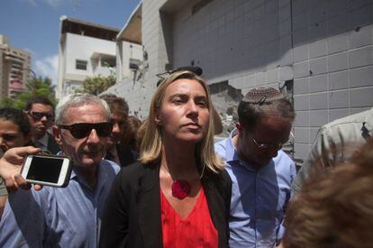 La ministra italiana Mogherini, favorita para sustituir a Ashton, en Israel el martes.