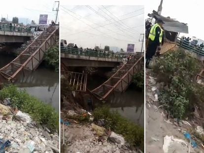 Videos en redes sociales muestran colapso de puente peatonal en Nezahualcóyotl este 2 de noviembre 2023