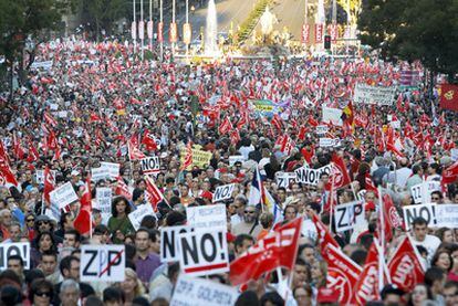 Manifestación en Madrid durante la jornada de huelga general convocada el 29 de septiembre de 2010 contra la reforma laboral aprobada por el Gobierno.