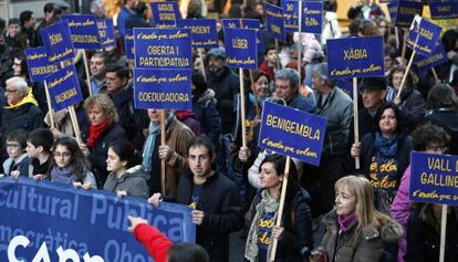 Un instante de la manifestación de Escola Valenciana.