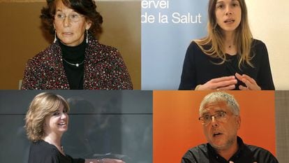 De izquierda a derecha, y de arriba a abajo, Esther Giménez-Salinas, Rosa Romà, Meritxell Borràs y Xevi Xirgo.