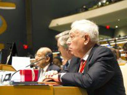 Fotograf&iacute;a facilitada por el Ministerio de Exteriores del ministro, Jos&eacute; Manuel Garc&iacute;a-Margallo, durante la Asamblea General de Naciones Unidas, la pasada semana.