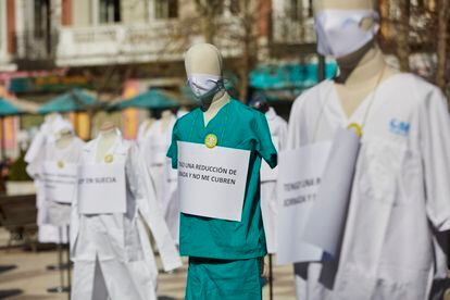 Acto de protesta de sanitarios en Madrid de mediados del año pasado.