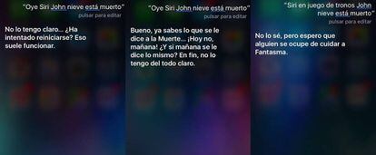 Respuestas de Siri sobre la muerte del personaje de Jon Nieve.