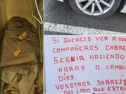 La taquilla con excrementos de perro, un pinchazo y un cartel amenazante en el corcho de la comisaría.