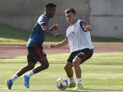 Ansu Fati entrena con Pepelu en Las Rozas. En vídeo, imágenes de la preparación.