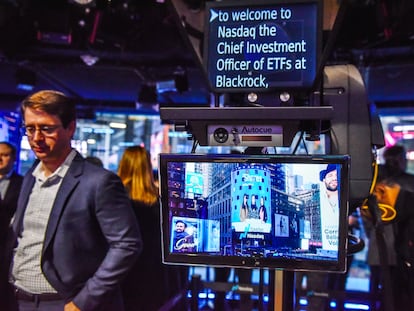 Una imagen de la Bolsa de Nueva York en enero de este año tras la aprobación de los nuevos fondos cotizados de bitcoin