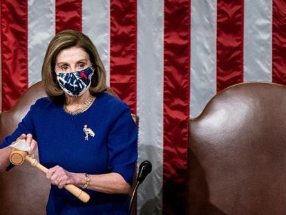 Nancy Pelosi durante la sesión del pasado miércoles en el Capitolio, en Washington.