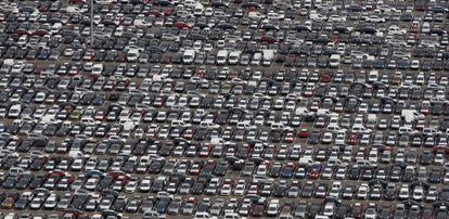 Vista de un almacenamiento de coches de Citro&euml;n en Ciempozuelos 