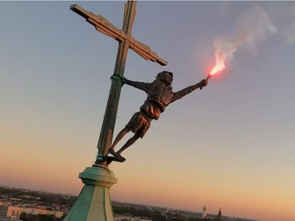 Instalación del artista urbano Pejac en Berlín.