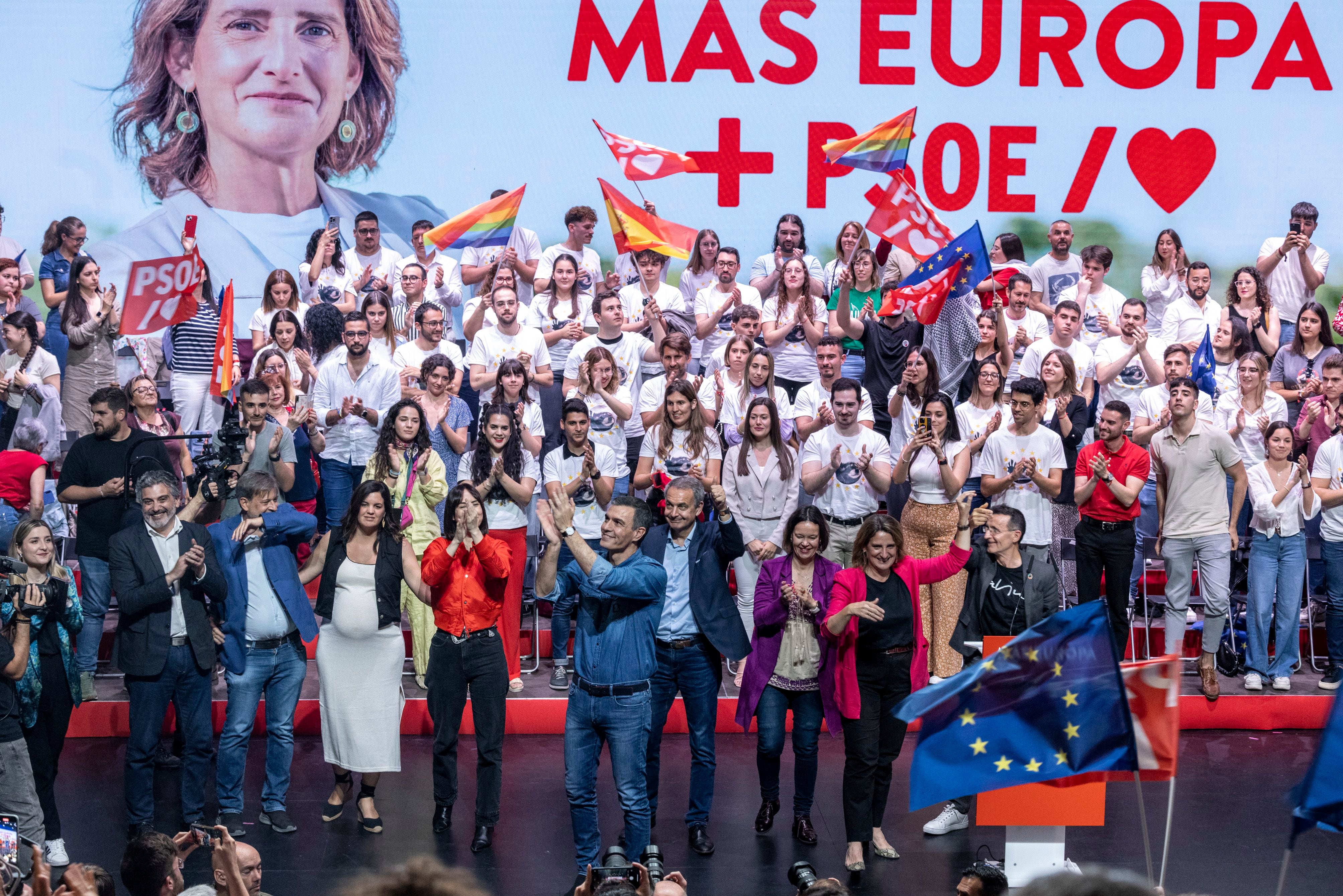 President Pedro Sánchez this Thursday in Valencia at the campaign launch event.