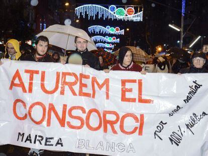 Manifestaci&oacute;n en Lleida contra la creaci&oacute;n del consorcio sanitario.