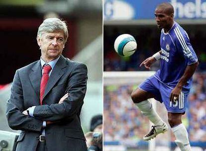 Arsène Wenger, ayer en el banquillo del Arsenal. A la derecha, Malouda, con el Chelsea.