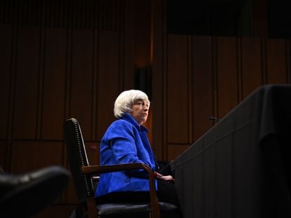 La secretaria del Tesoro de los Estados Unidos, Janet Yellen, comparece ante el Comité de Banca, Vivienda y Asuntos Urbanos del Senado, el 28 de septiembre de 2021.