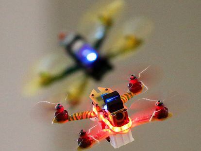 Los drones de carreras pueden alcanzar los 100 km/h. En la imagen, un campeonato celebrado en Moscú en 2016.