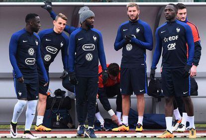 Los jugadores de Francia, durante un entrenamiento.