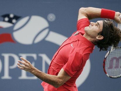 Federer, durante la semifinal del US Open de 2008 contra Djokovic.