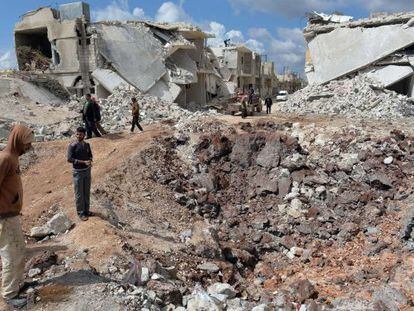 Casas destruidas por el conflicto en la localidad siria de Azaz. 