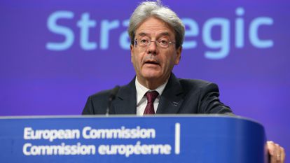 El comisario europeo de Economía, Paolo Gentiloni, en una rueda de prensa el 29 de mayo.