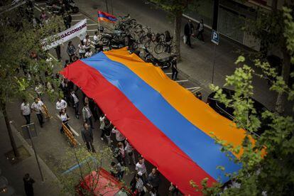 La comunidad armenia se manifest&oacute; el viernes en el centro de Barcelona.
